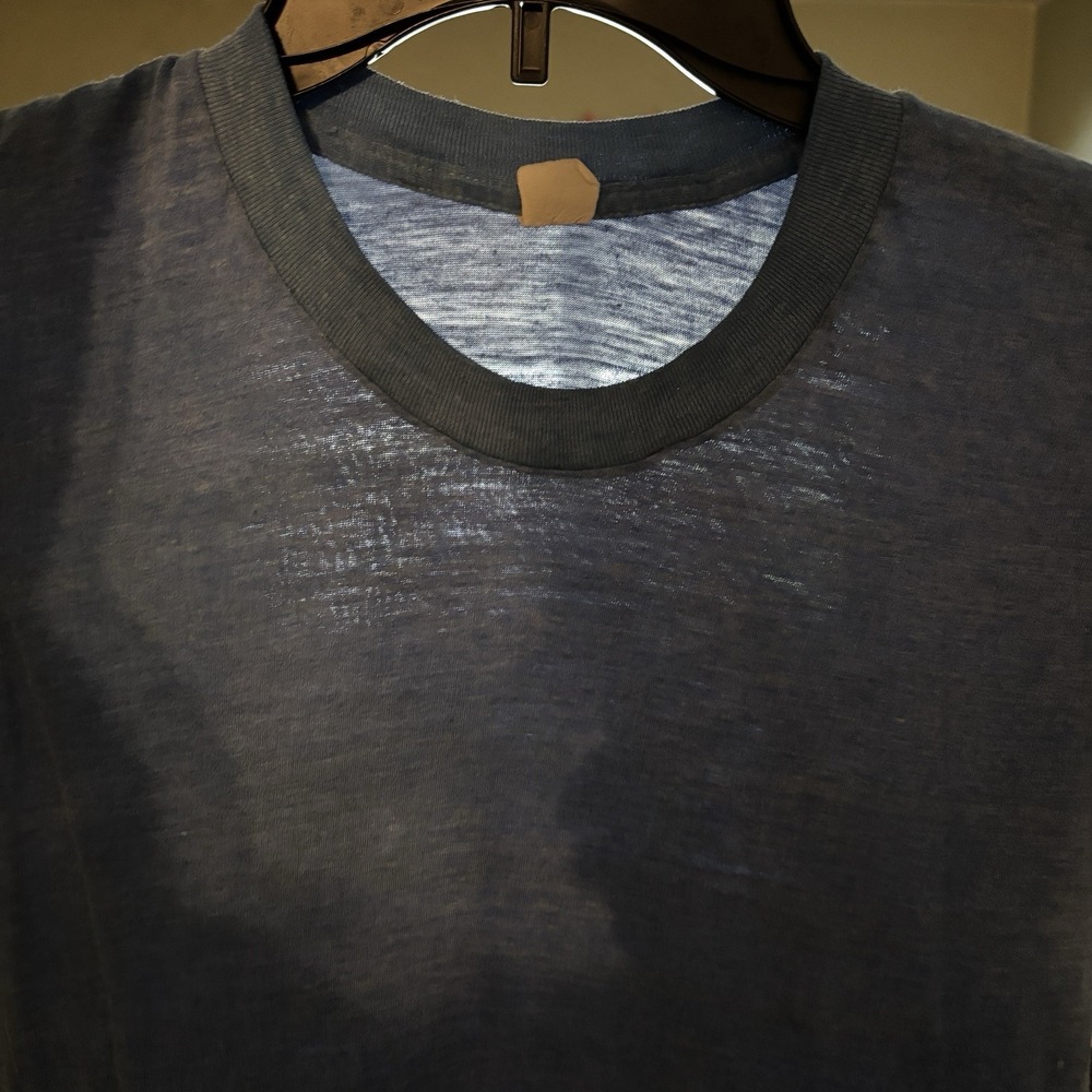 Vintage 80s Paper Thin Pocket T Shirt Mens 15.5x25 Blank Single Stitch USA
